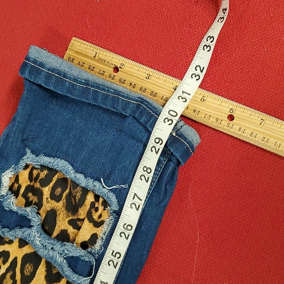 L & B serape boyfriend distressed jeans turned up hem size 8 - Picture 7 of 9